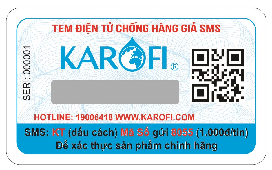 Tem kiểm tra chính hãng Máy lọc nước RO có nóng lạnh Karofi HCV351-WH