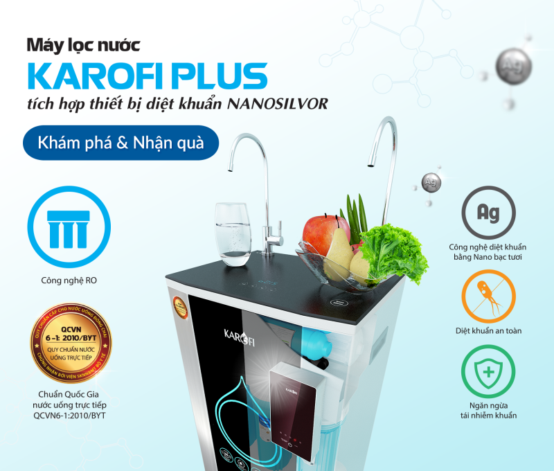 Máy lọc nước Karofi Plus thông minh iRO 2.0 K7IQ-2-NS an toàn tuyệt đối khi sử dụng